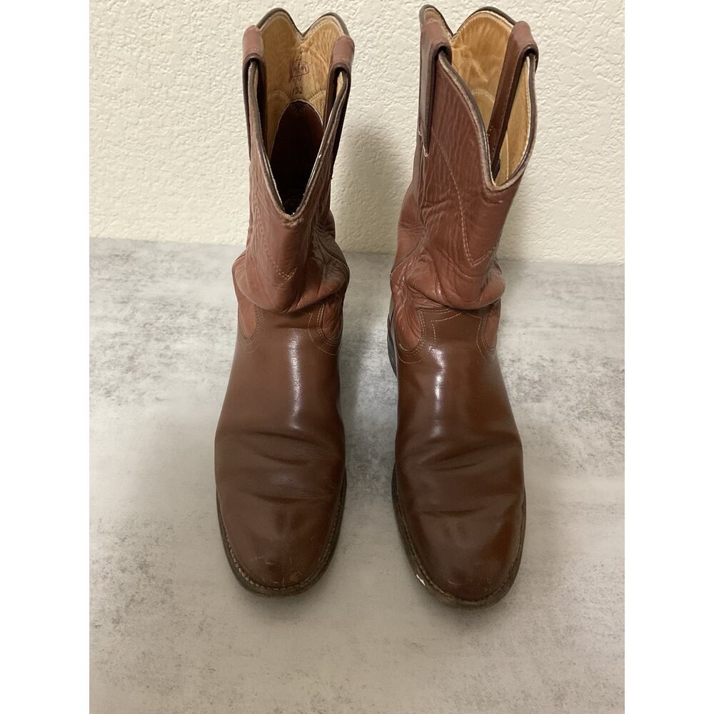Cowboy Boots Justin Brown Leather Pull On Roper Womens Sz 6.5 B Style L3802 USA